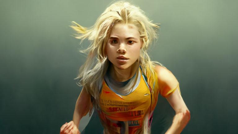 Determined Female Runner